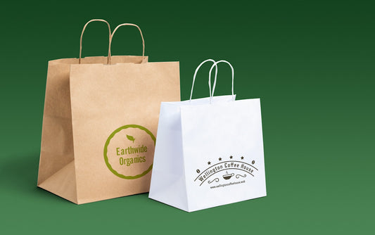 25 Printed Paper Carrier Bags, Paper Takeaway Bags | PIXELPOD